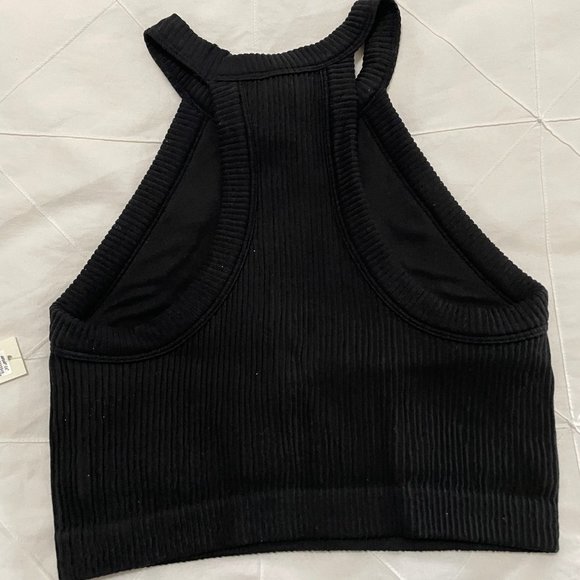 NWT Aerie Seamless High Neck Bra Top | Black | Size S - Picture 2 of 2